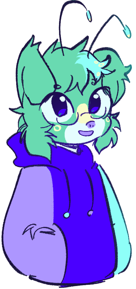 my fursona cosinmo smiling!